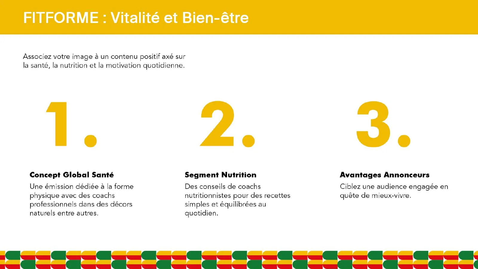 Page du programme FITFORME, en trois points numérotés