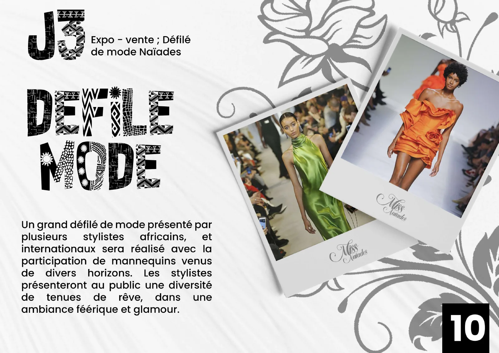 Page du défilé de mode, avec des photos en polaroïd