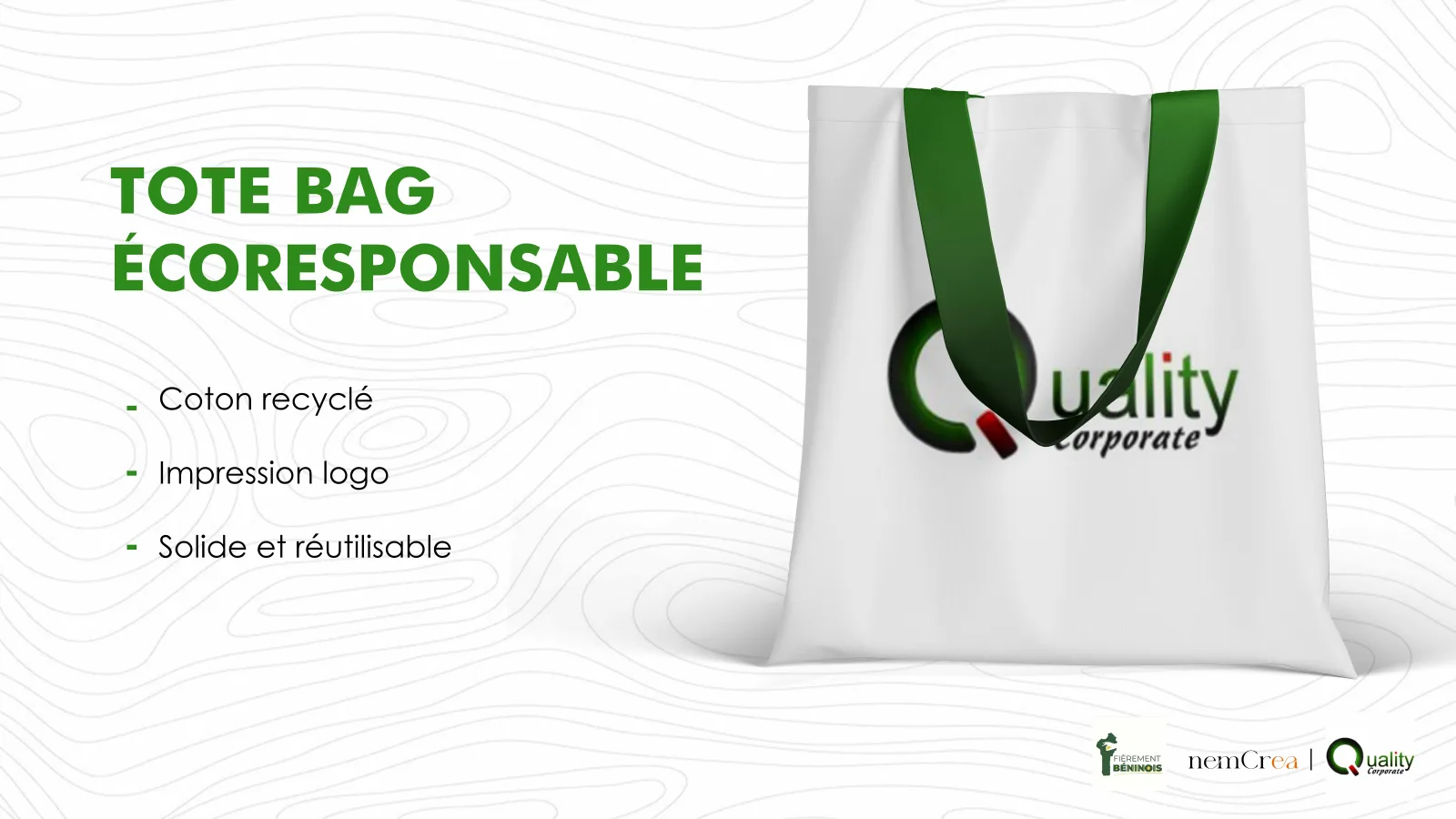 Page du catalogue présentant un tote bag
