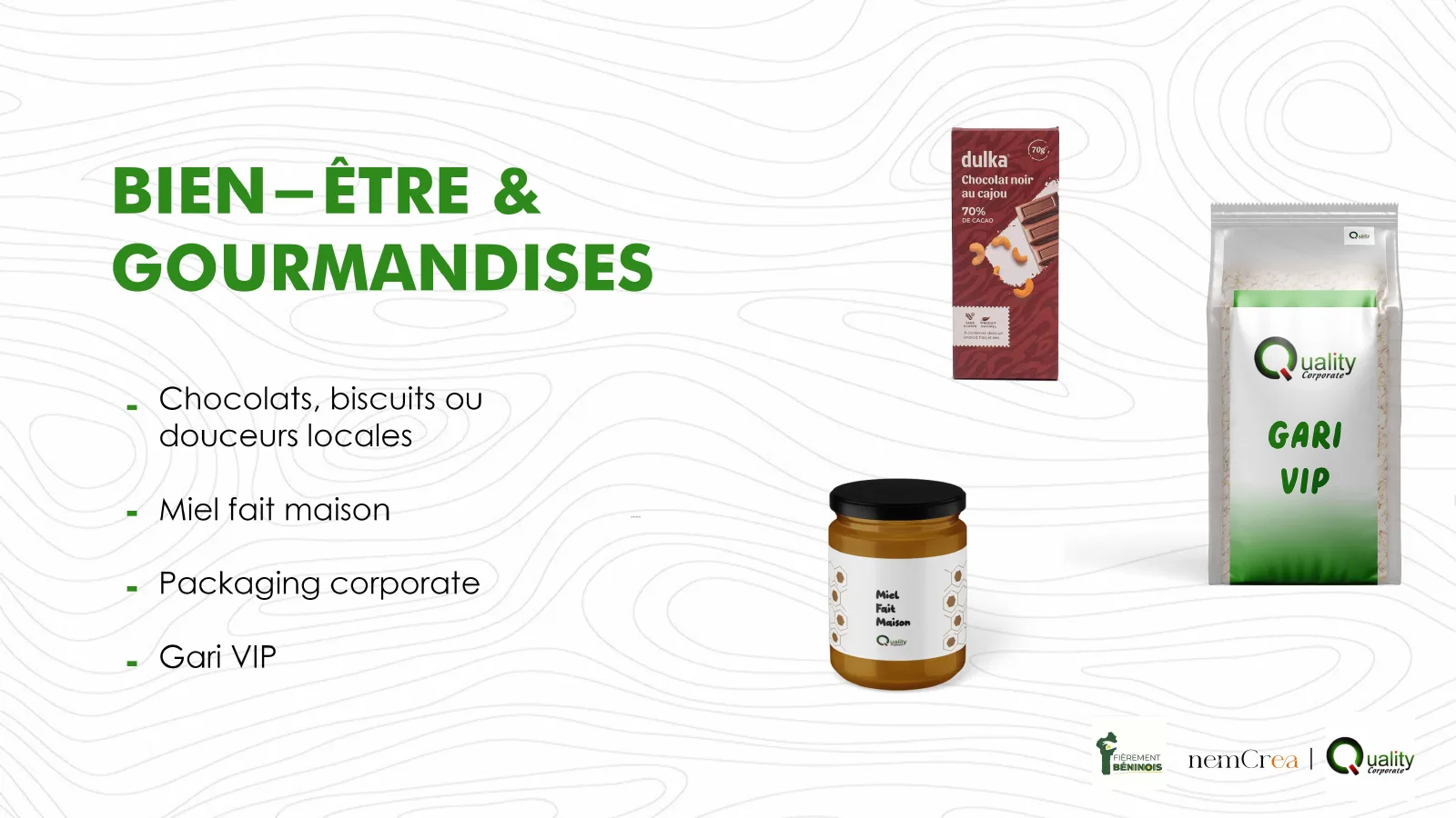 Page du catalogue présentant des produits gourmands