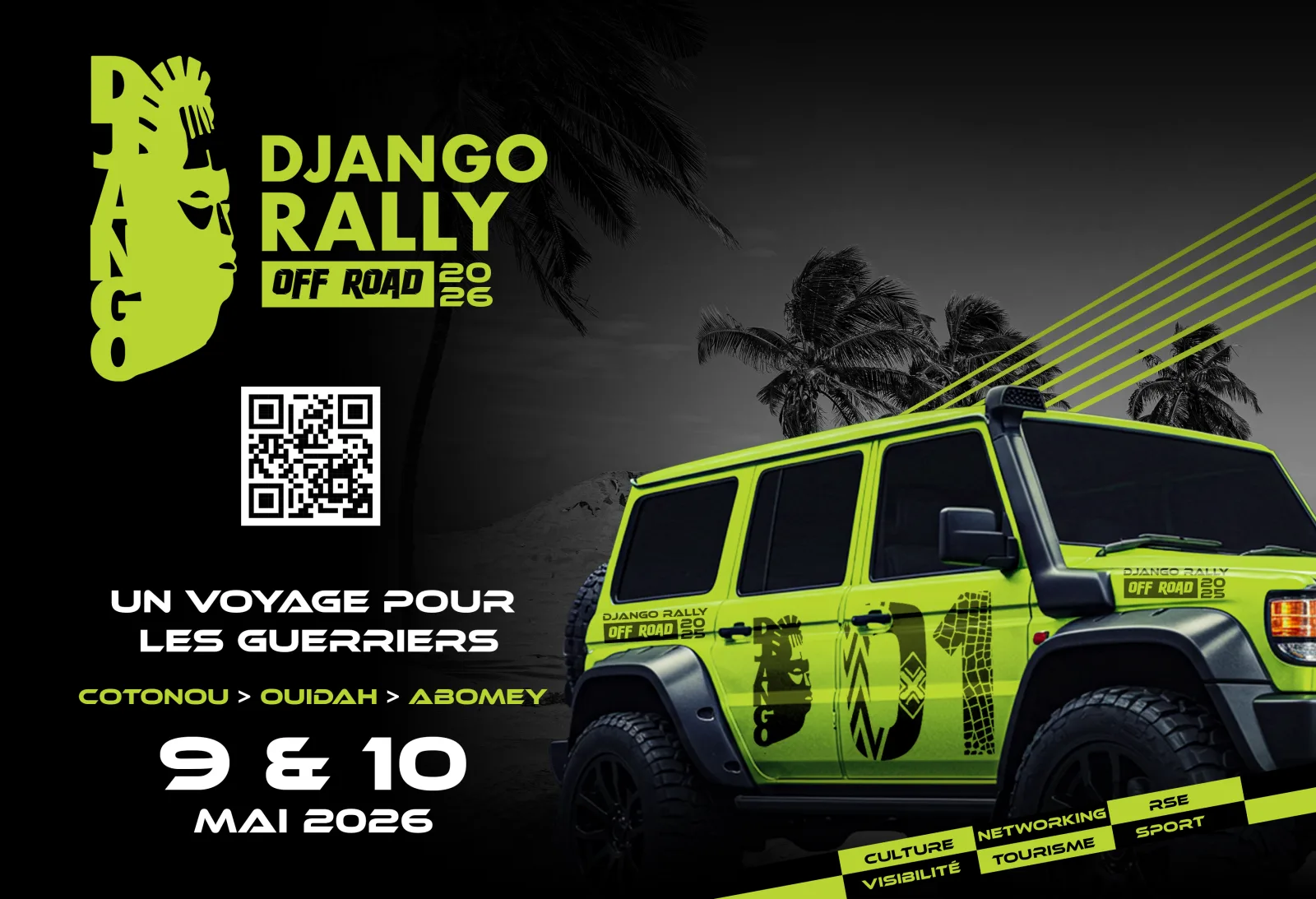 Visuel du Django Rally Off Road 2026, avec un 4×4 habillé aux couleurs du rallye