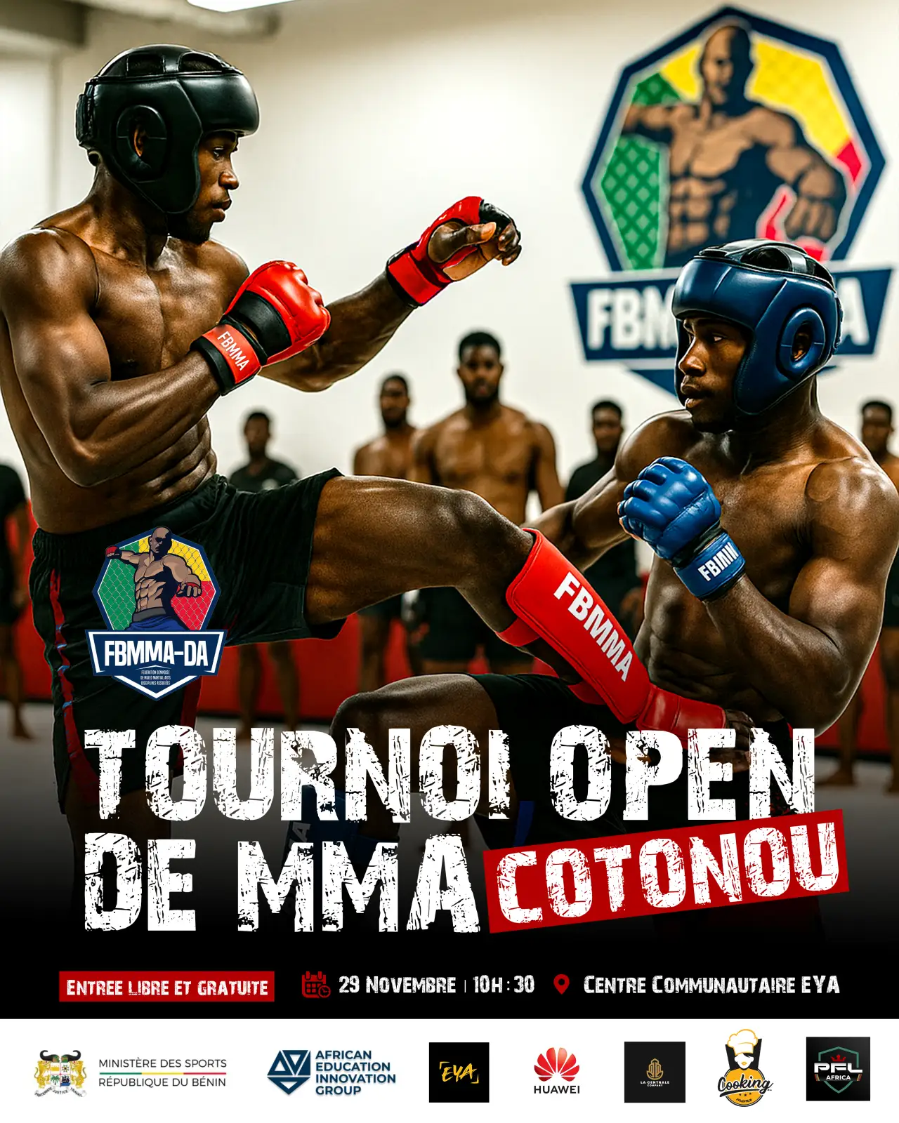 Affiche d'un tournoi open de MMA à Cotonou
