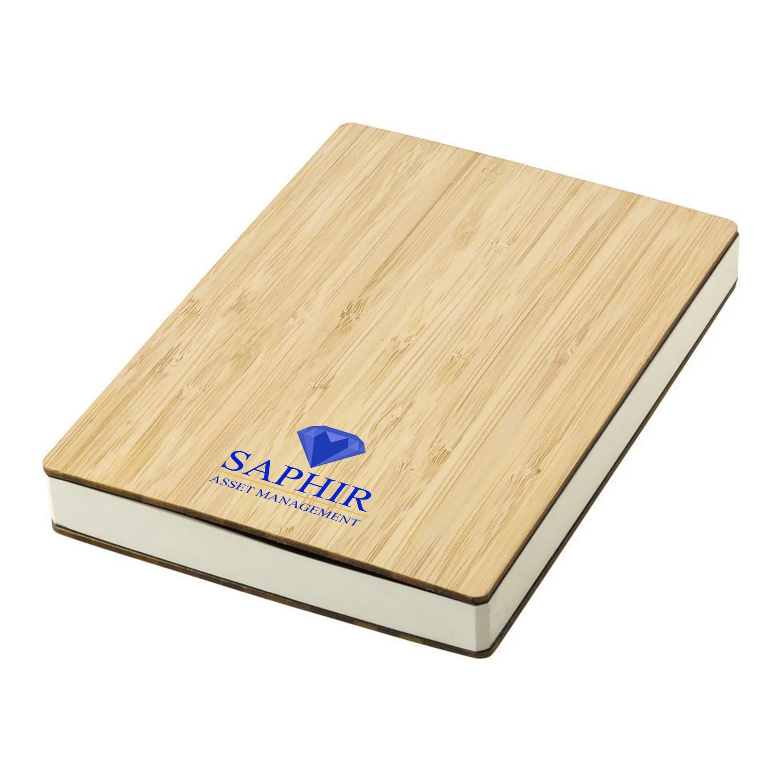 Carnet à couverture en bambou au logo de Saphir Asset Management