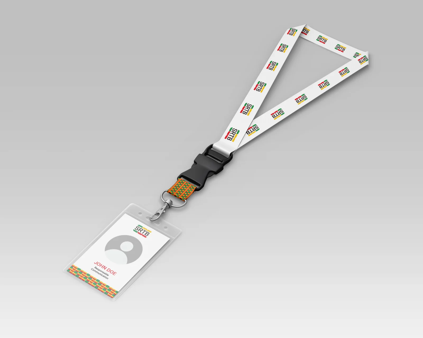 Badge et tour de cou aux couleurs de la SRTB