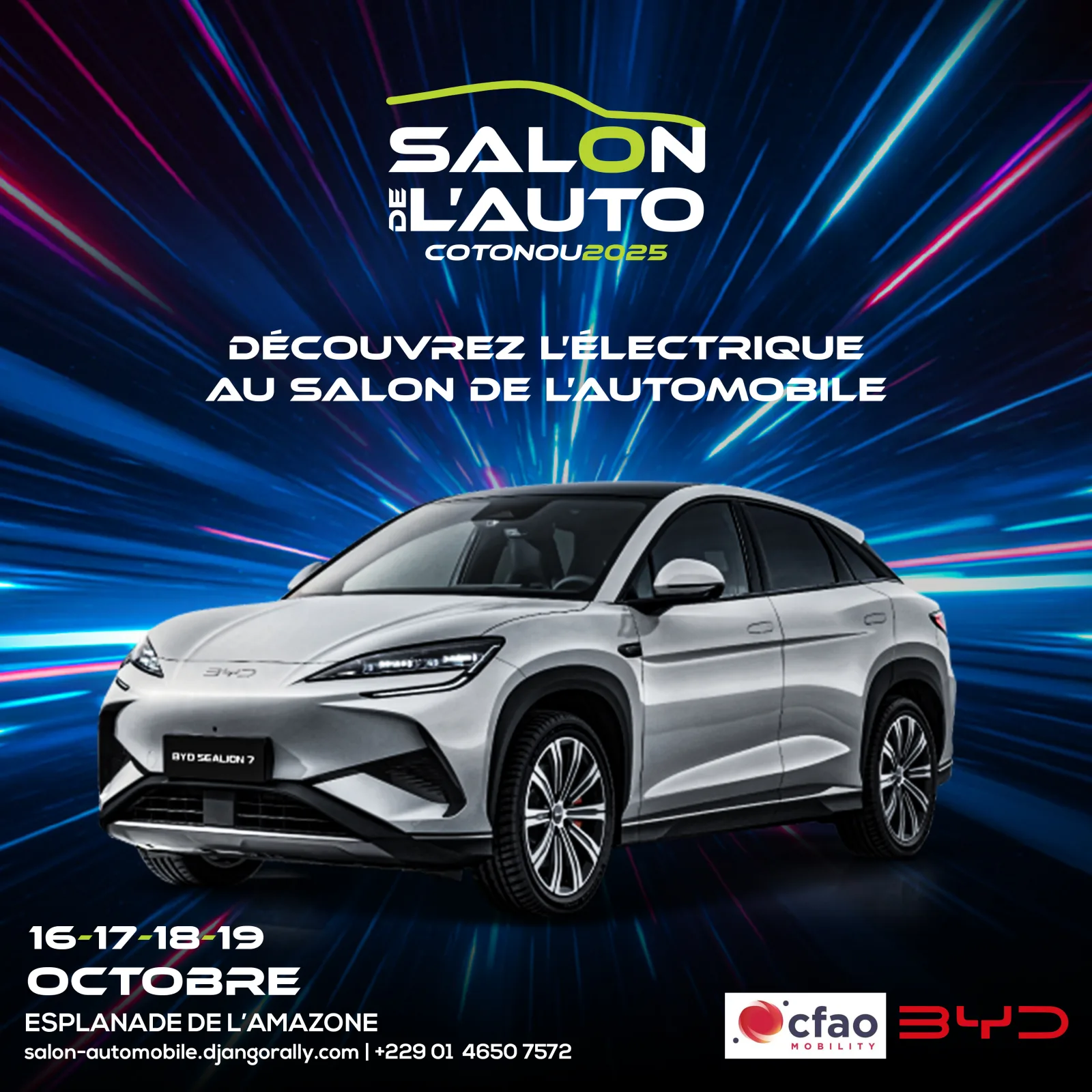 Visuel d'un partenaire du salon, une voiture électrique présentée par CFAO Mobility